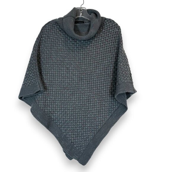 Steve Madden Gray Knit Poncho Sweater Cowl Neck One Size - Picture 9 of 9